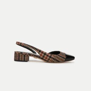 Veronica Beard Cecile Plaid Cap-Toe Slingback